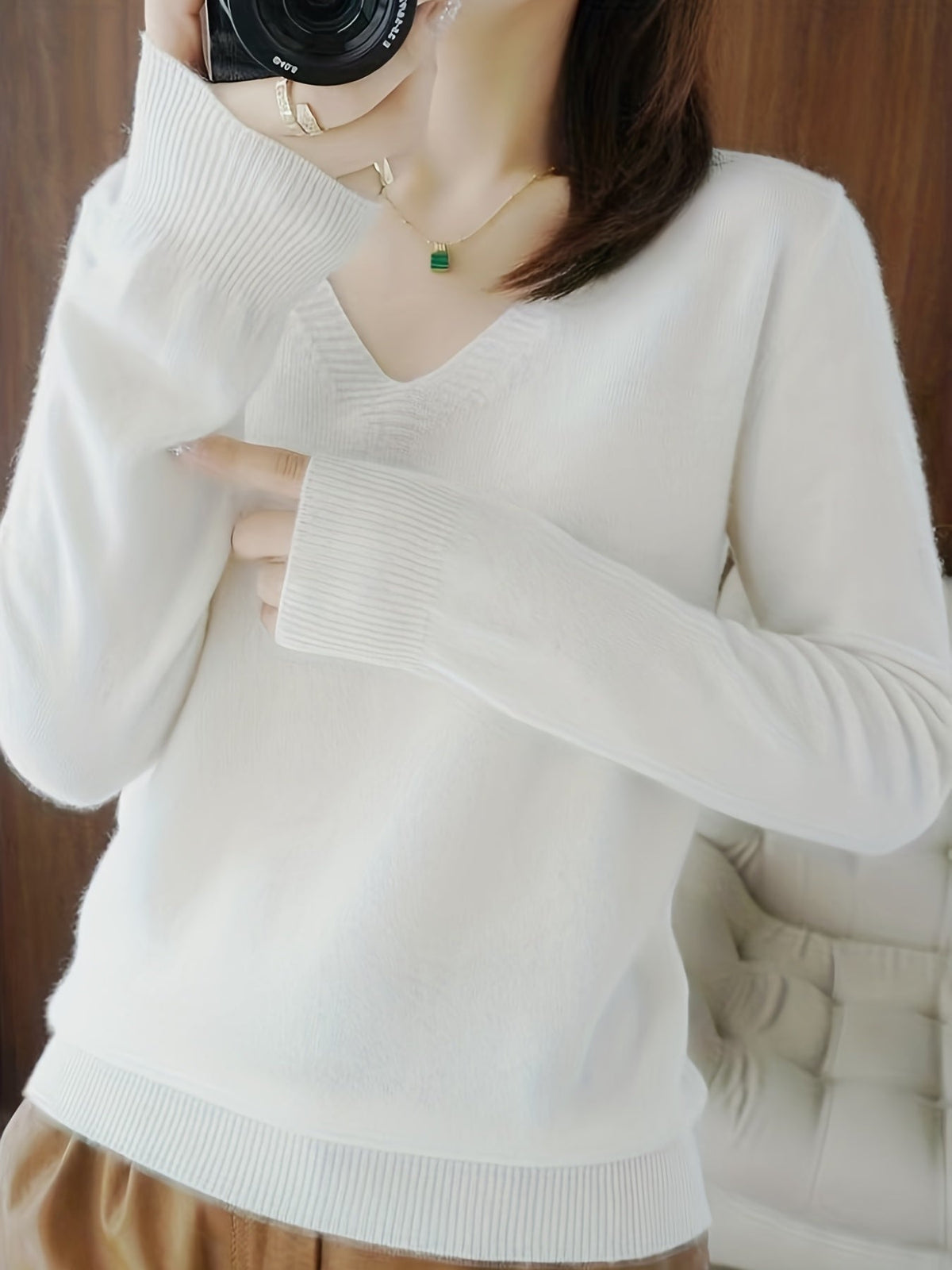 Ravina Relaxed V-Neck Knit Sweater