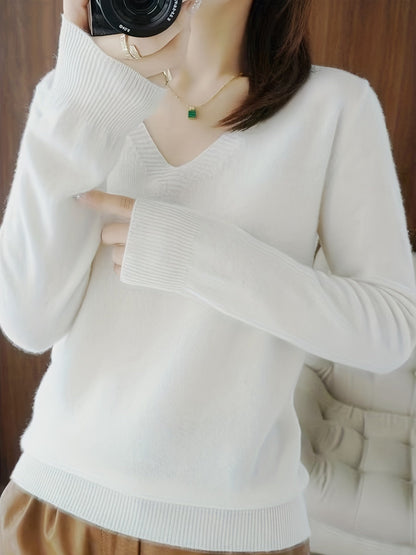 Ravina Relaxed V-Neck Knit Sweater
