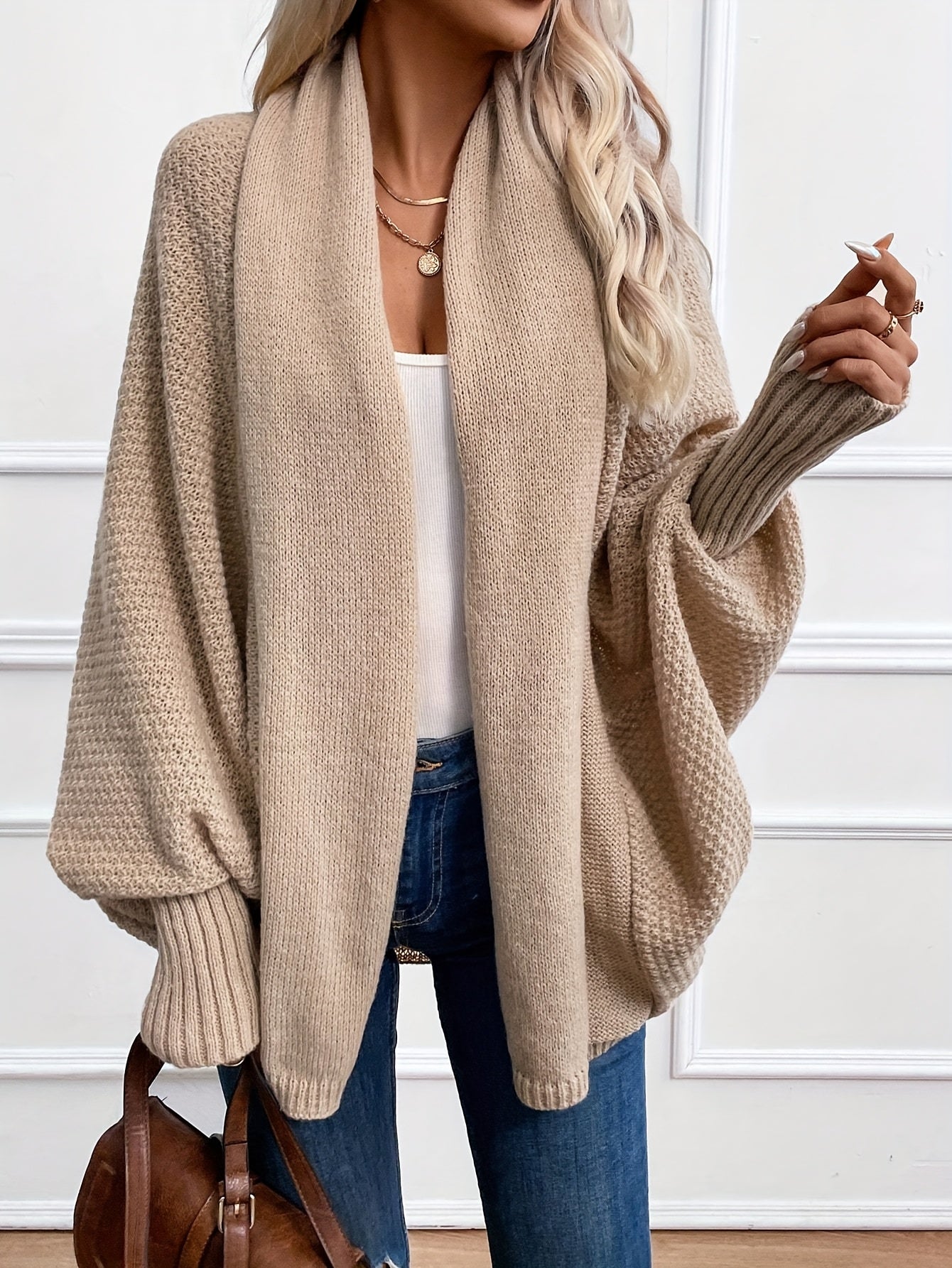 Evelina Draped Shawl-Collar Cardigan