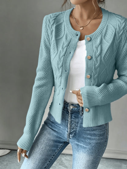 Melisande Cable-Knit Button-Front Cardigan