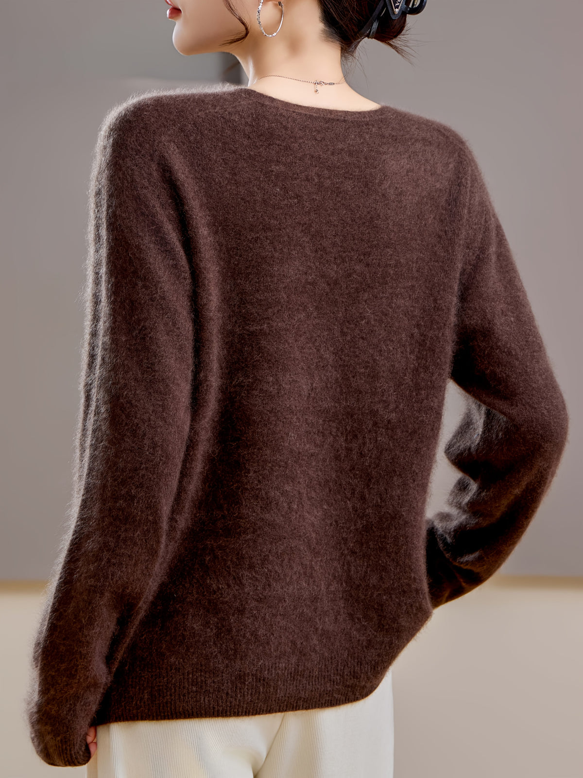 Aveline Cashmere Wool V-Neck Sweater