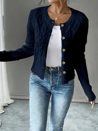 Melisande Cable-Knit Button-Front Cardigan