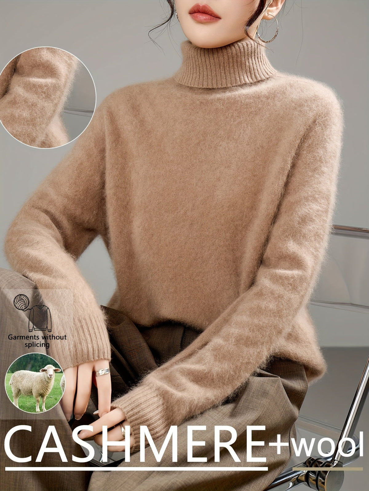 Annelise Cashmere Wool Turtleneck Sweater