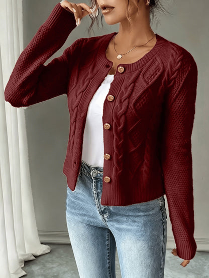 Melisande Cable-Knit Button-Front Cardigan