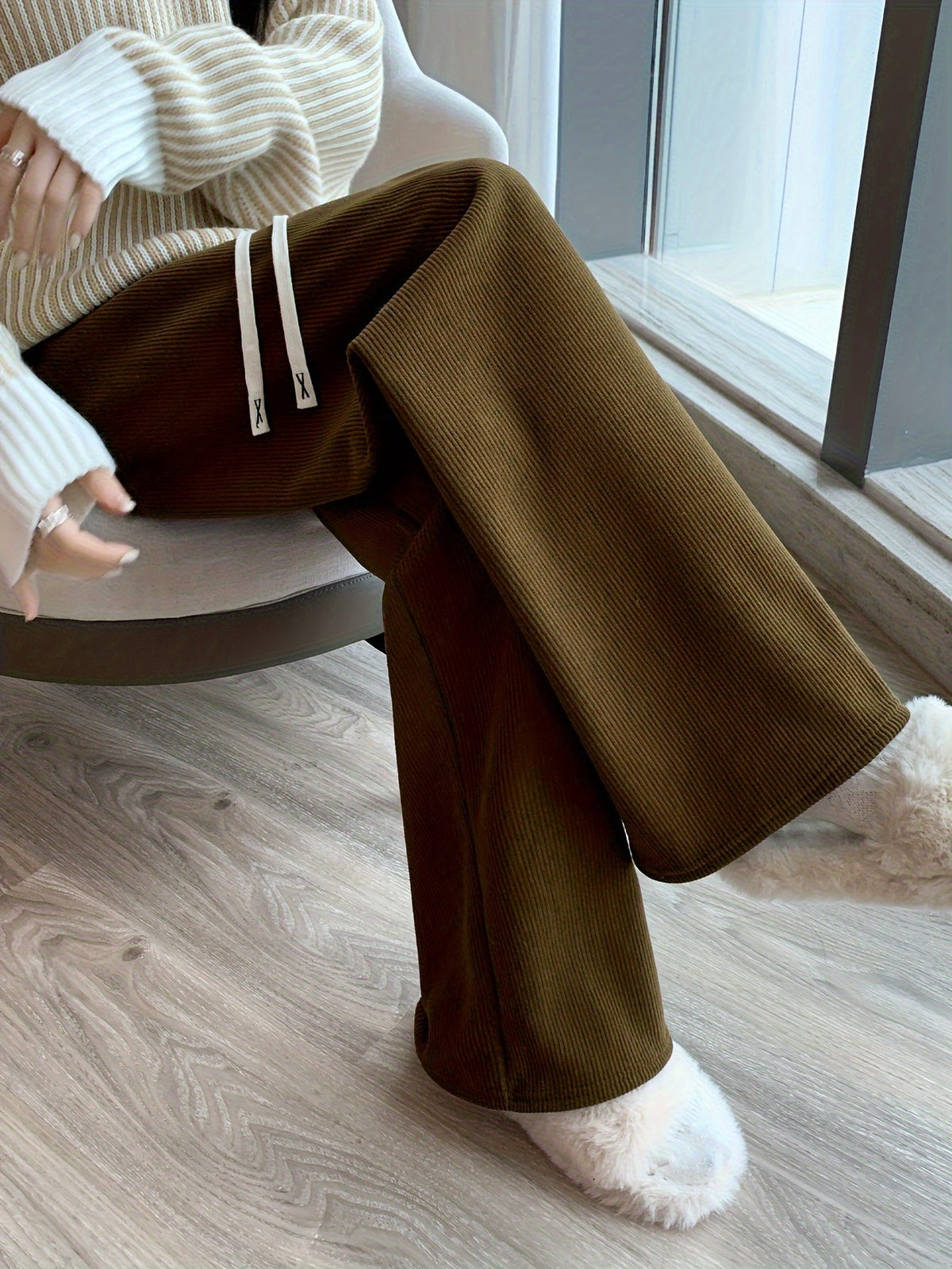 Anya Warm Lined Wide-Leg Pants