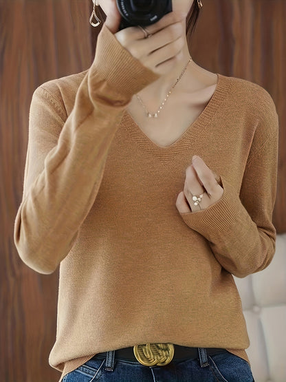 Ravina Relaxed V-Neck Knit Sweater