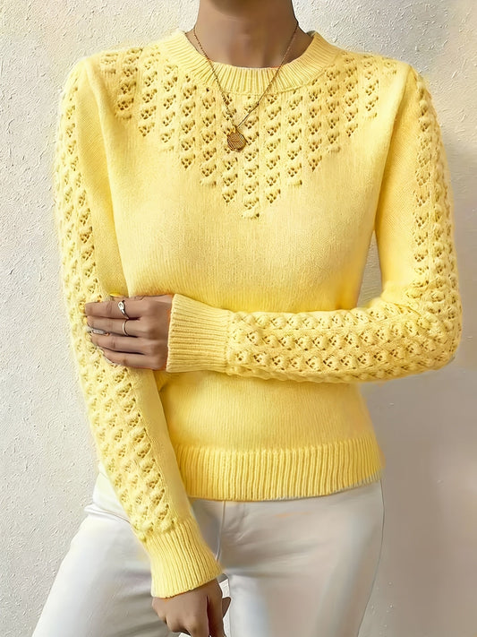 Cassia Pointelle Crew-Neck Knit Sweater