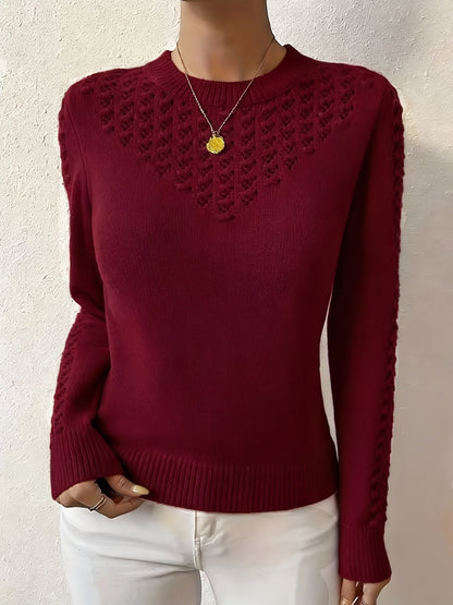 Cassia Pointelle Crew-Neck Knit Sweater