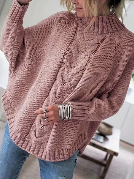 Eira Wool Cable-Knit High-Neck Sweater
