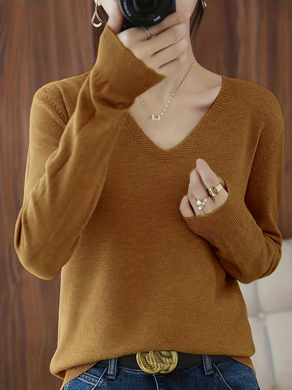 Ravina Relaxed V-Neck Knit Sweater