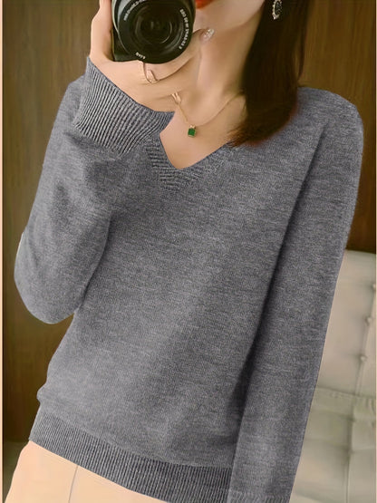 Ravina Relaxed V-Neck Knit Sweater