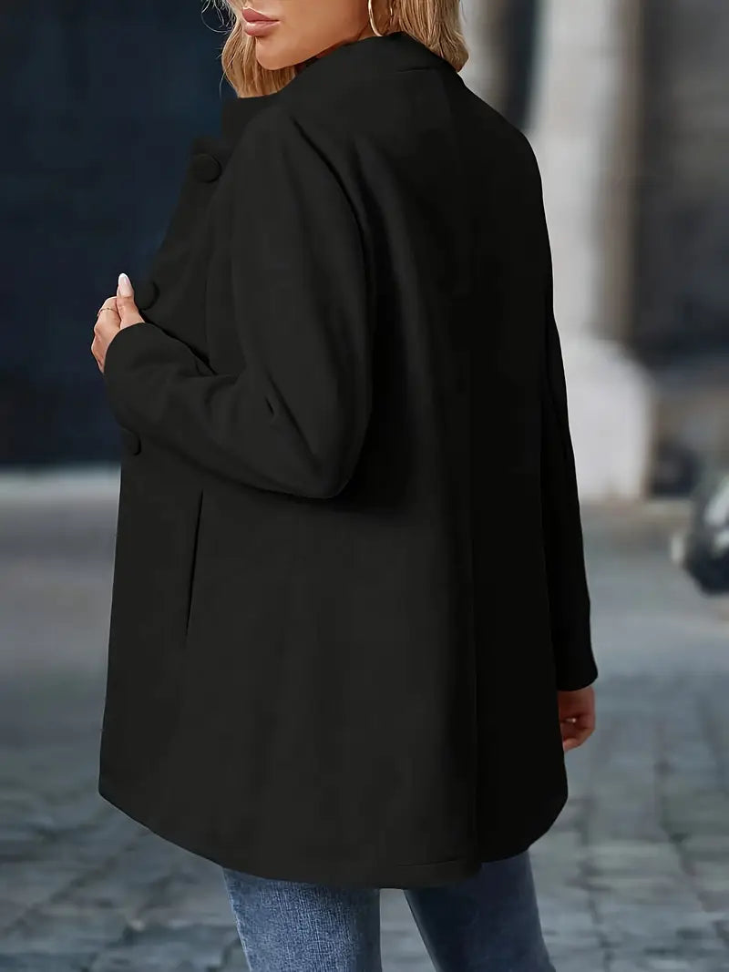 Isabeau Stand-Collar Button Coat