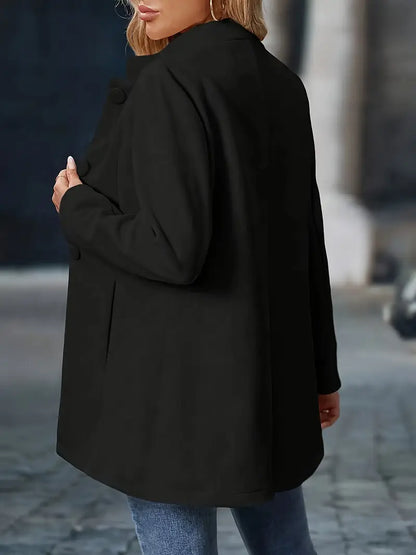 Isabeau Stand-Collar Button Coat
