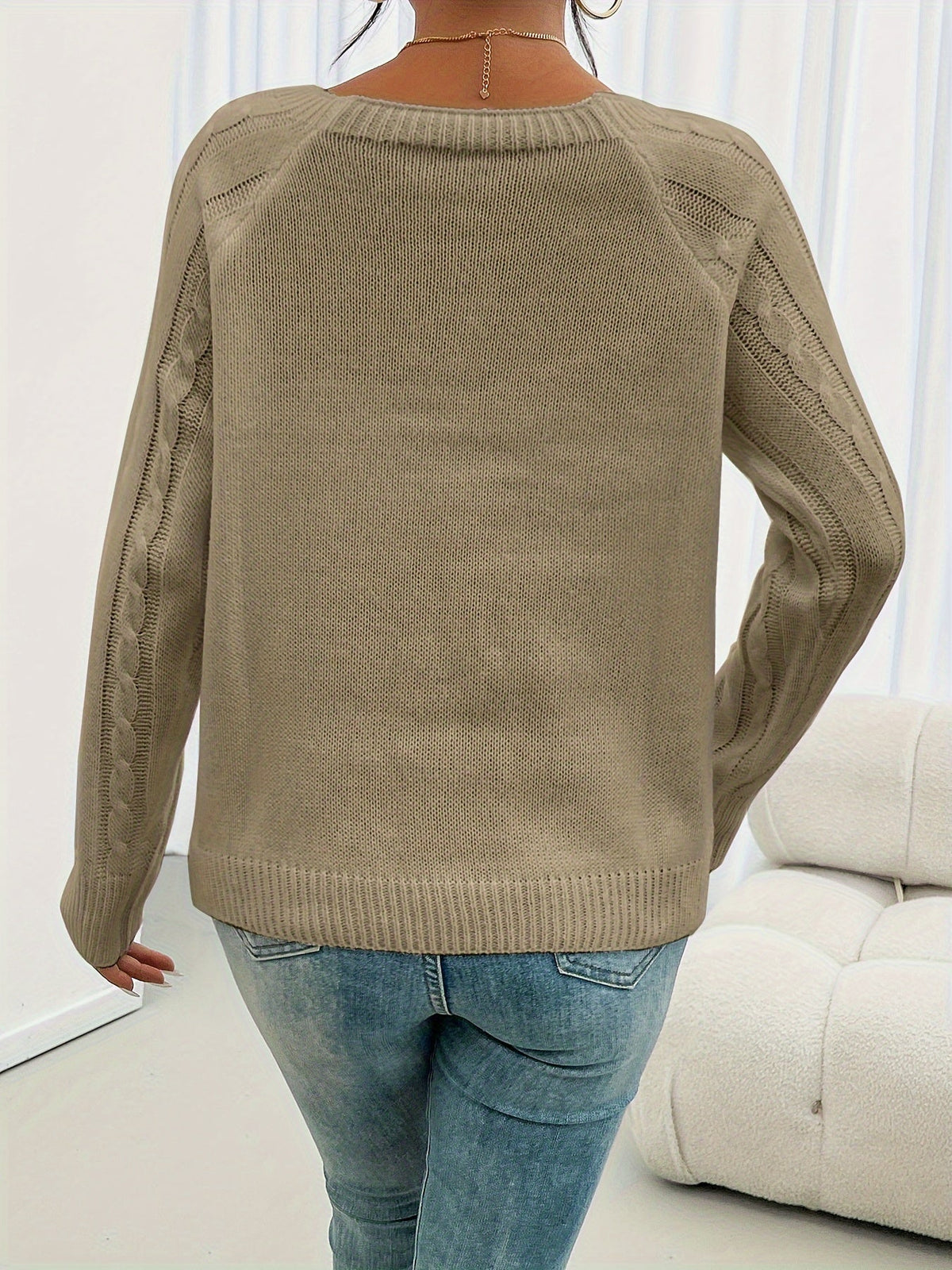 Claribel Textured Button-Detail Knit Sweater
