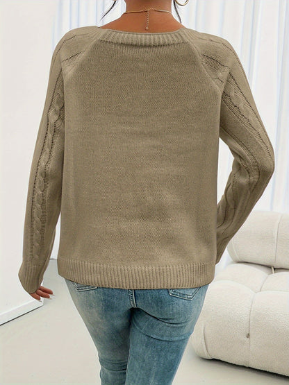 Claribel Textured Button-Detail Knit Sweater