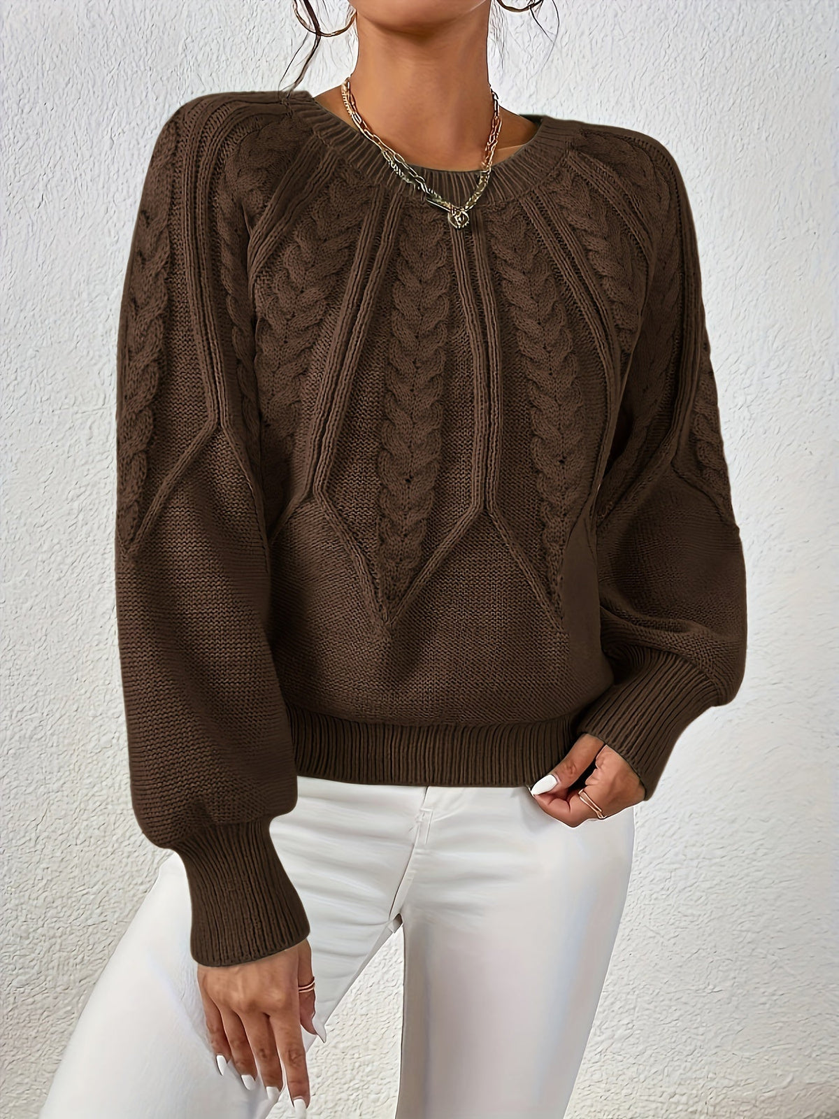 Marielle Cable-Knit Round-Neck Sweater