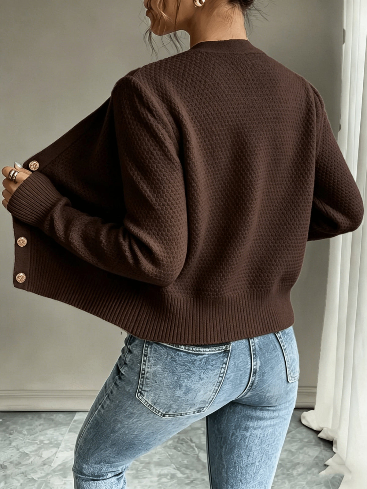 Melisande Cable-Knit Button-Front Cardigan