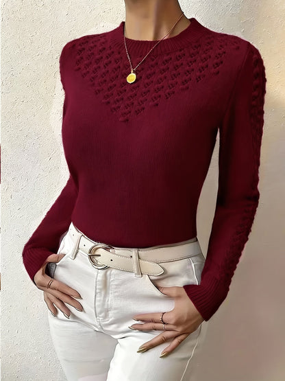 Cassia Pointelle Crew-Neck Knit Sweater