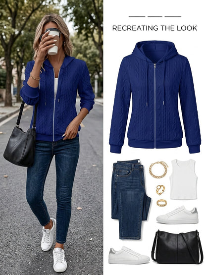 Romilly Textured Zip-Up Hooded Jacket