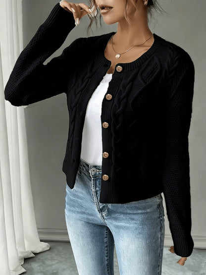 Melisande Cable-Knit Button-Front Cardigan