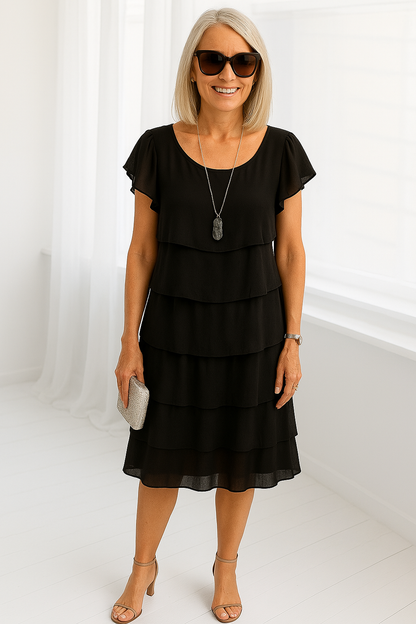 Elena Short Sleeve Layered Midi Dress