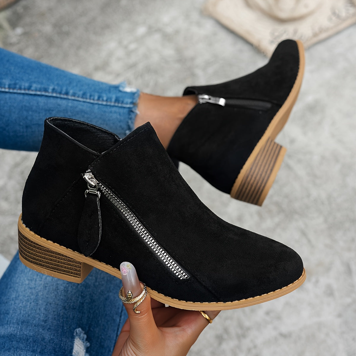 Evelina Side-Zip Ankle Boots