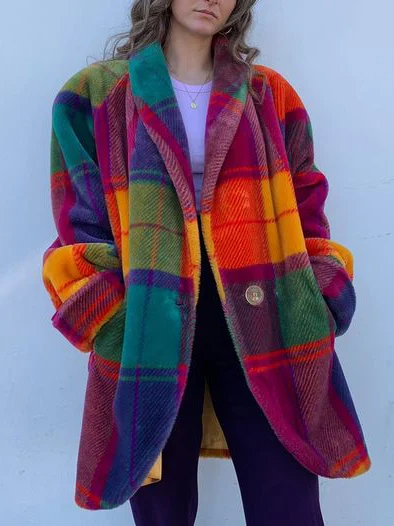 Alessia Oversized Multicolour Plaid Coat