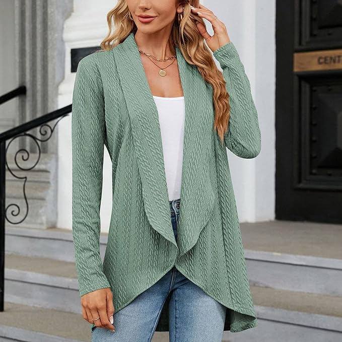 Calista Draped Open-Front Cardigan