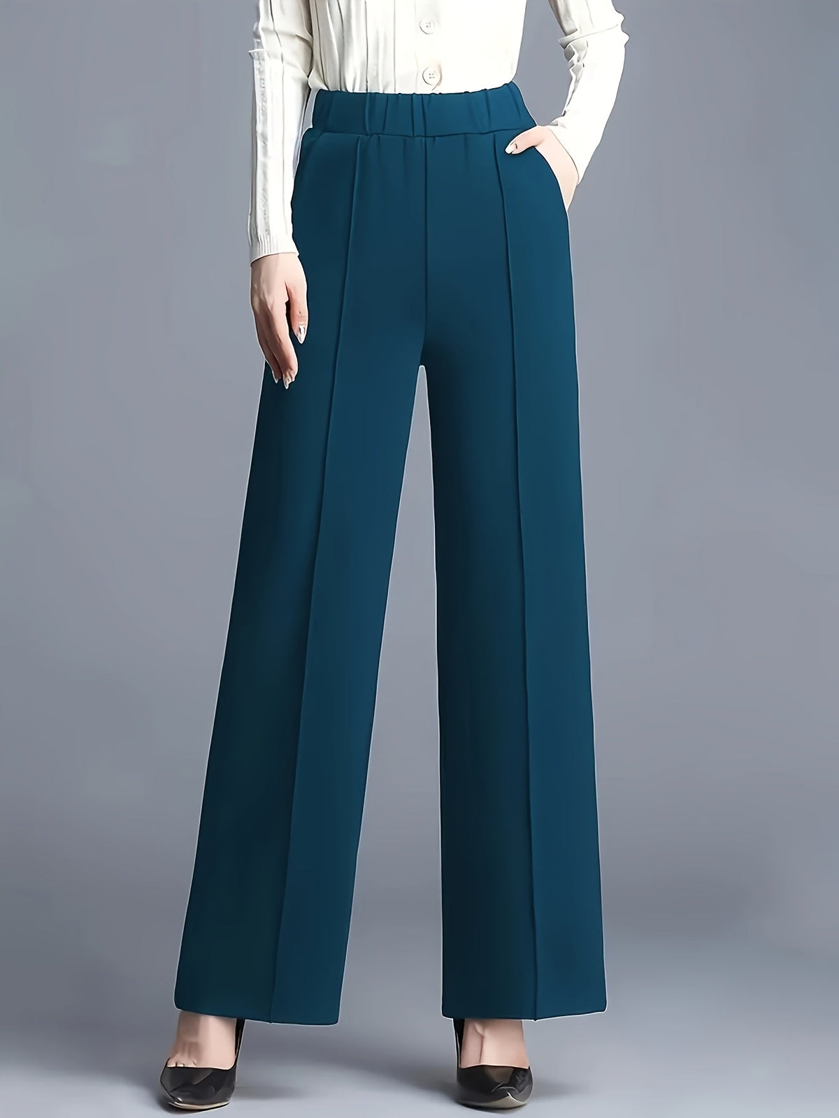 Thalia Comfortable High-Waist Wide-Leg Pants