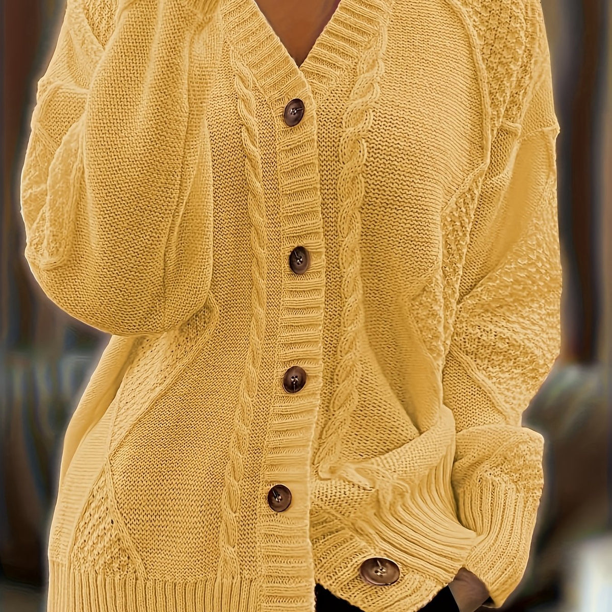 Ariadne Cable-Knit Button-Front Cardigan