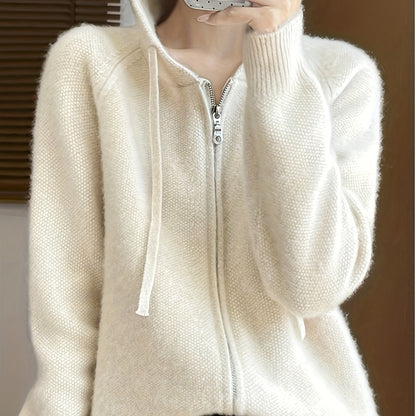 Allegra Hooded Zip-Up Knit Cardigan