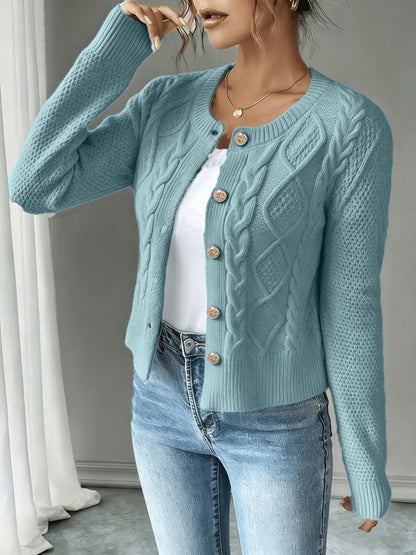 Melisande Cable-Knit Button-Front Cardigan