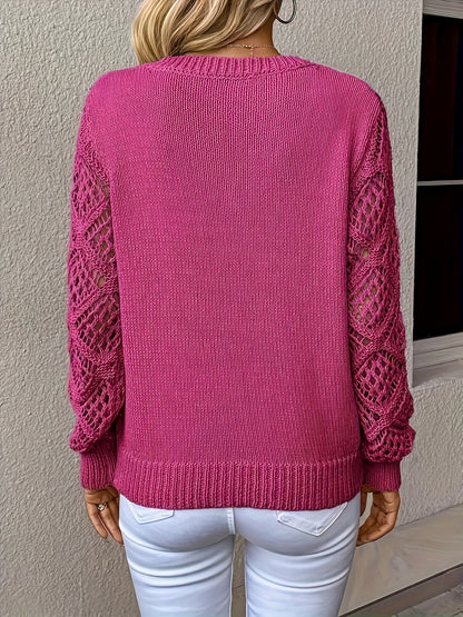 Amalia Crochet Sleeve V-Neck Sweater