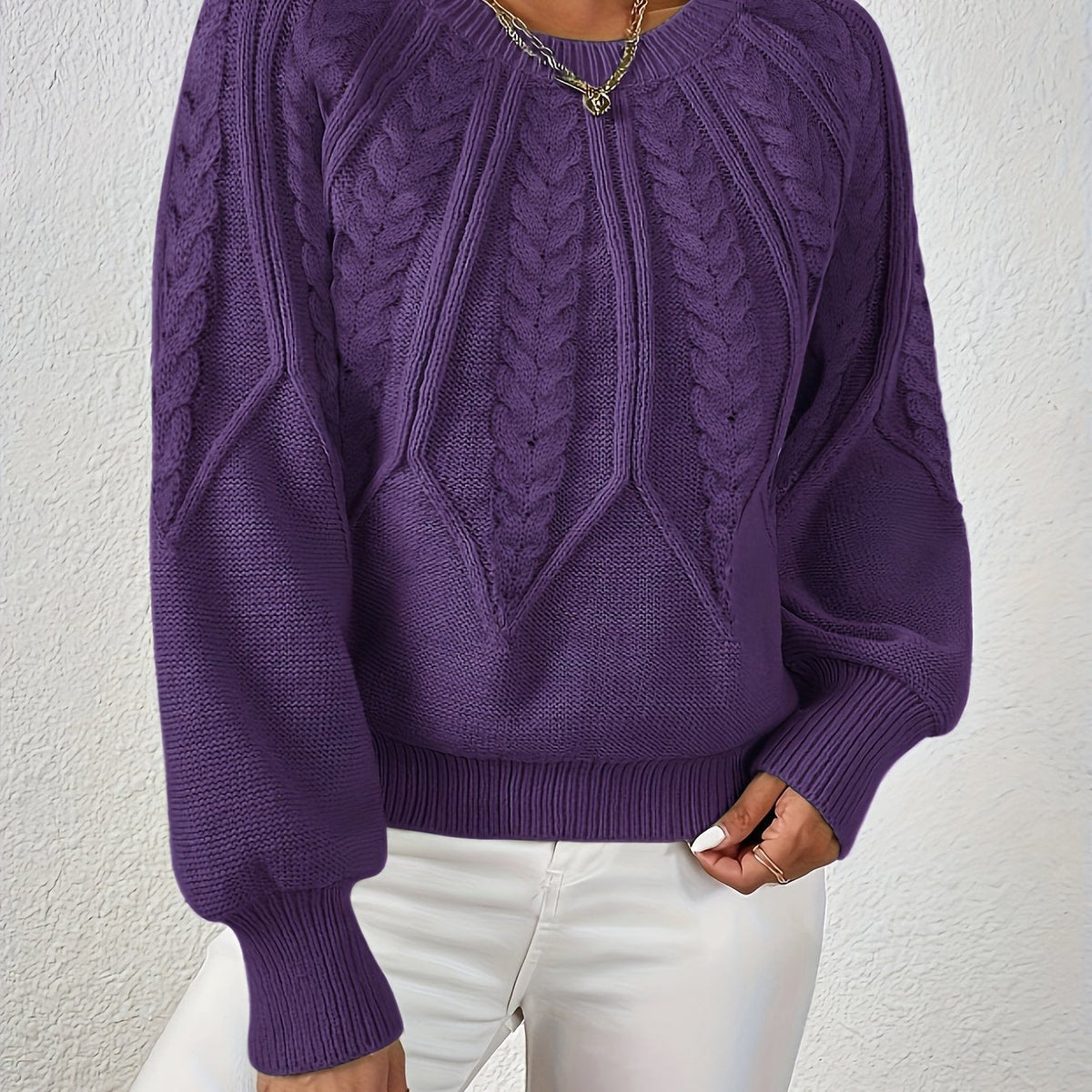 Marielle Cable-Knit Round-Neck Sweater