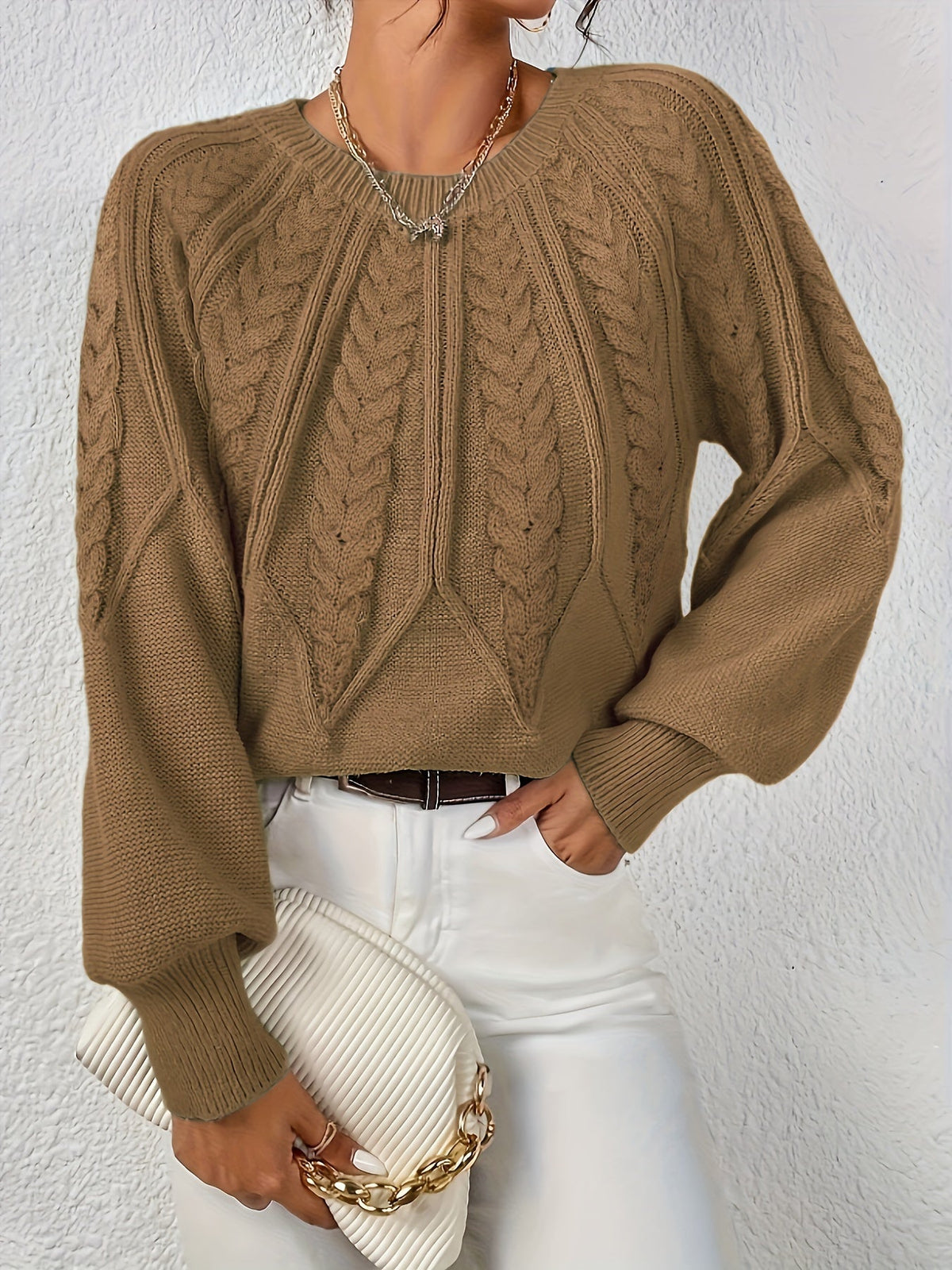 Marielle Cable-Knit Round-Neck Sweater