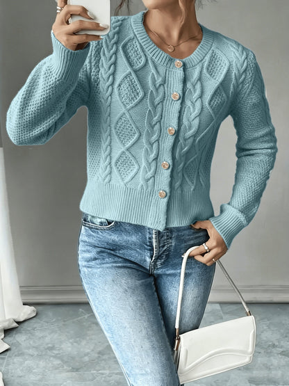 Melisande Cable-Knit Button-Front Cardigan