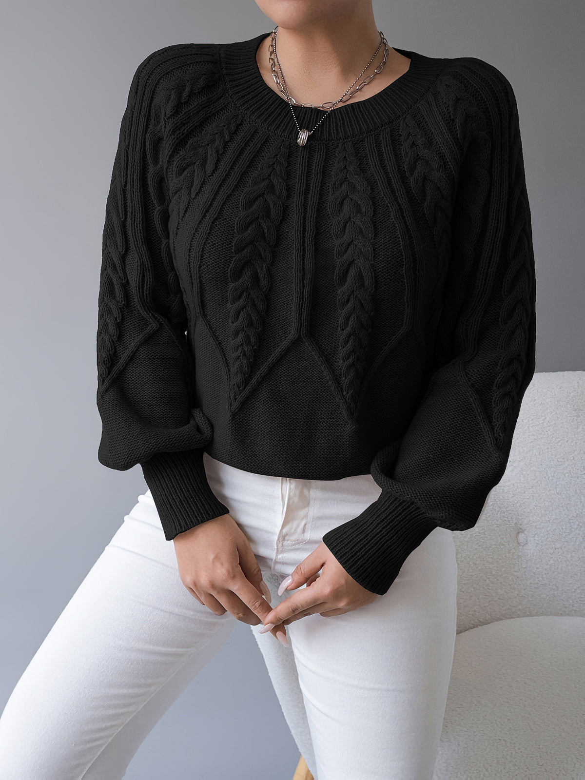 Mireille Textured Cable-Knit Sweater