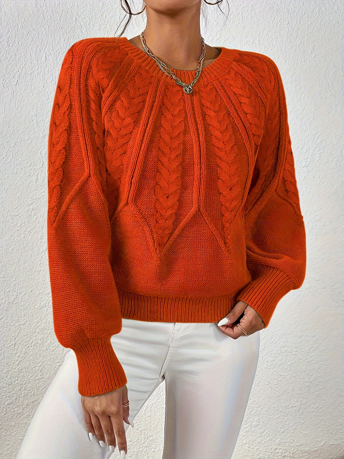 Marielle Cable-Knit Round-Neck Sweater