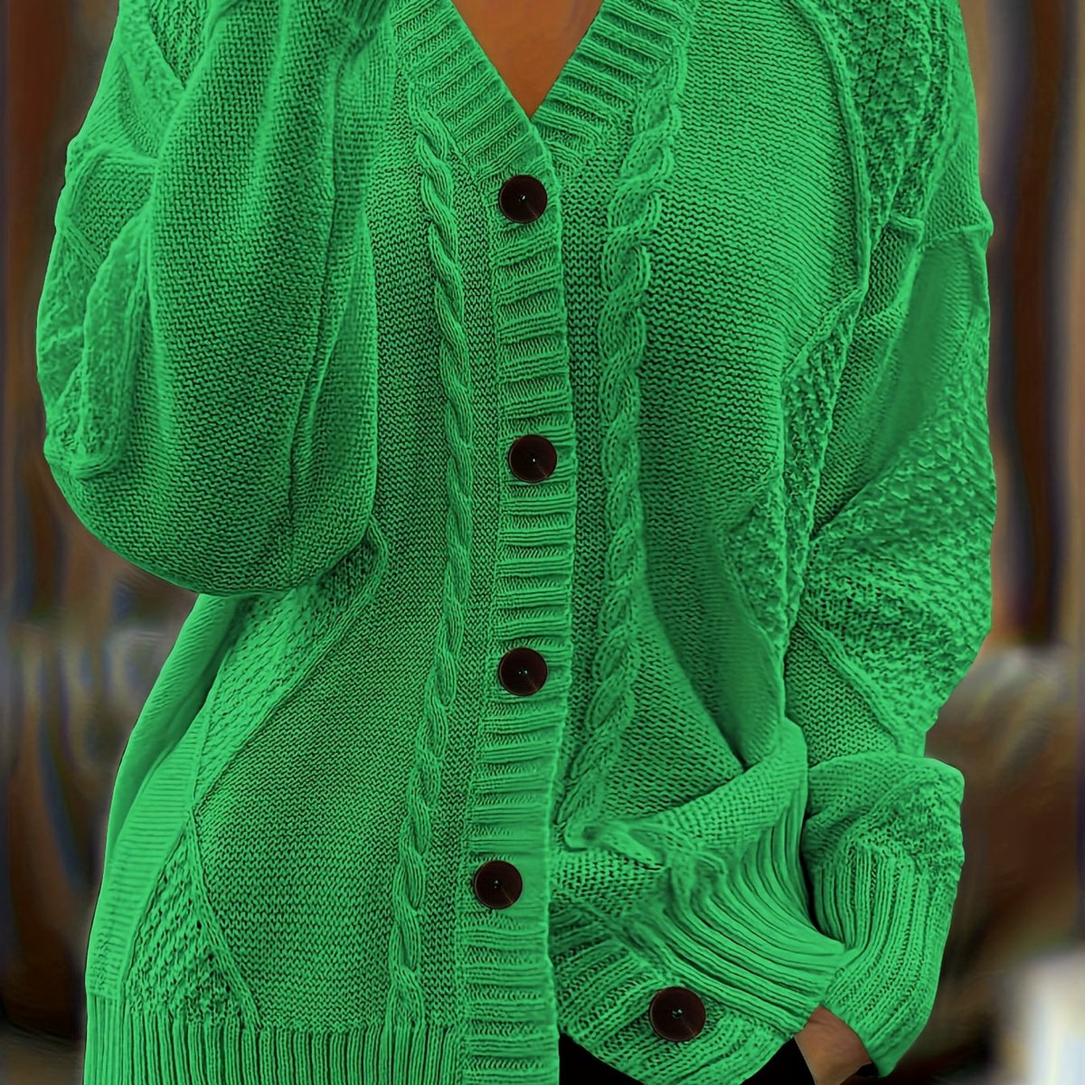 Ariadne Cable-Knit Button-Front Cardigan