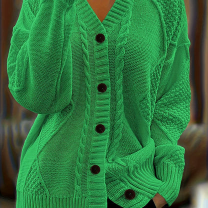 Ariadne Cable-Knit Button-Front Cardigan