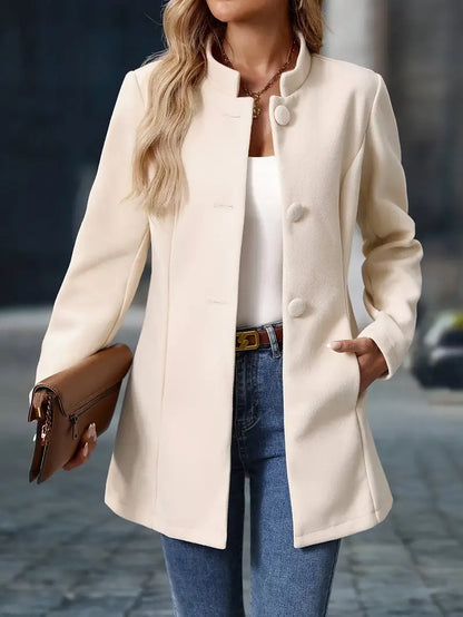 Isabeau Stand-Collar Button Coat