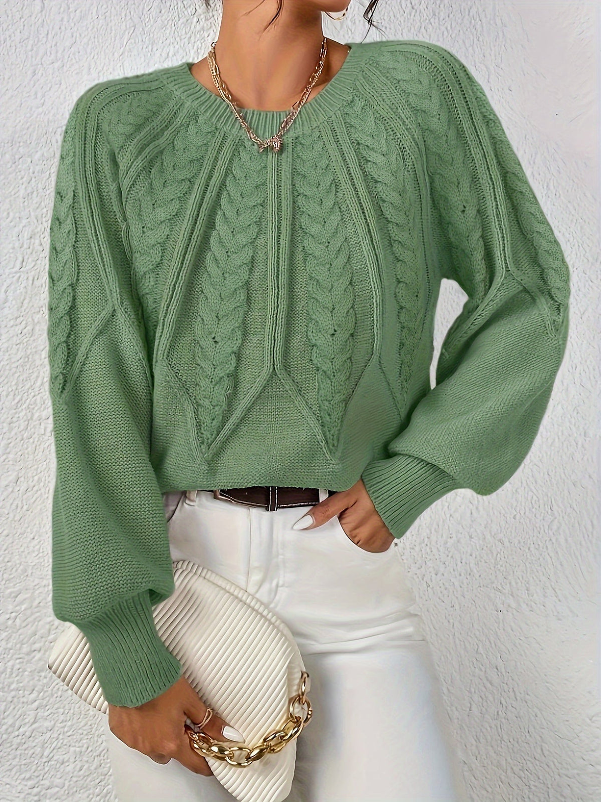 Marielle Cable-Knit Round-Neck Sweater