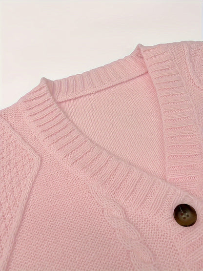 Elspeth Cable-Knit Button-Front Cardigan