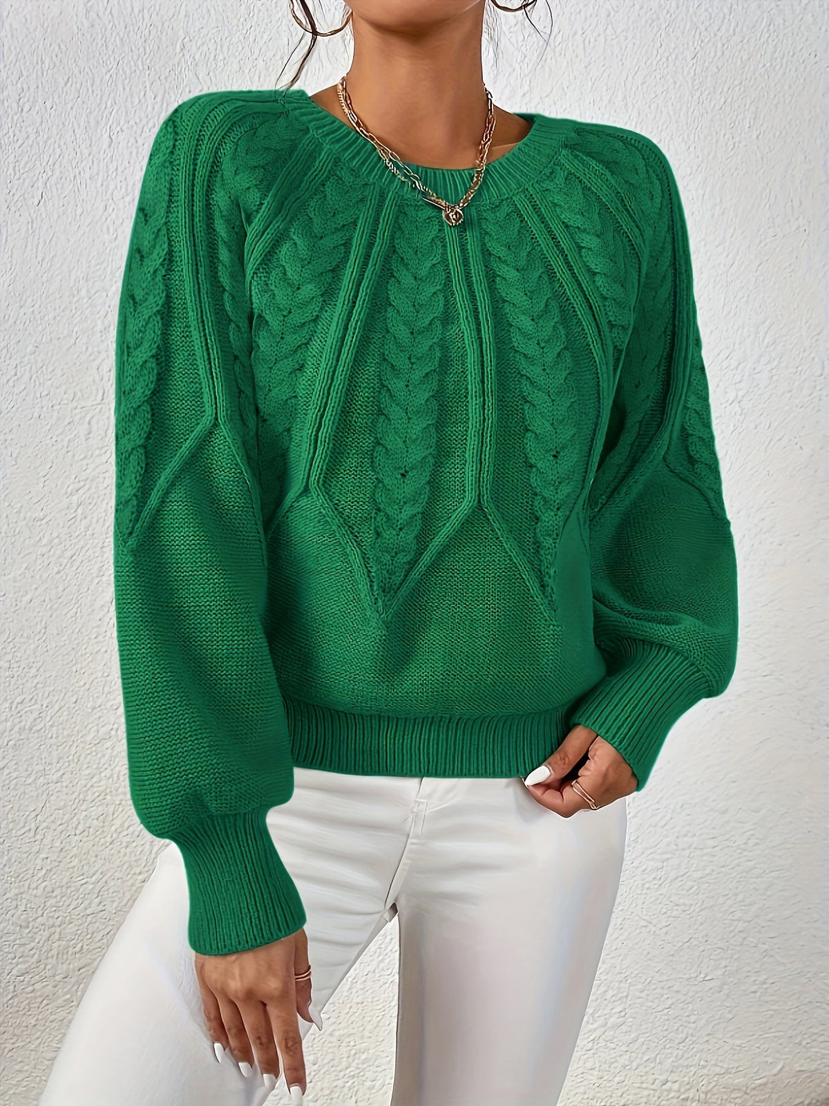 Marielle Cable-Knit Round-Neck Sweater