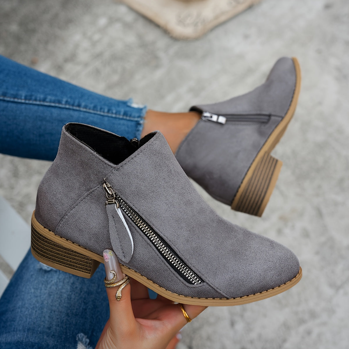 Evelina Side-Zip Ankle Boots
