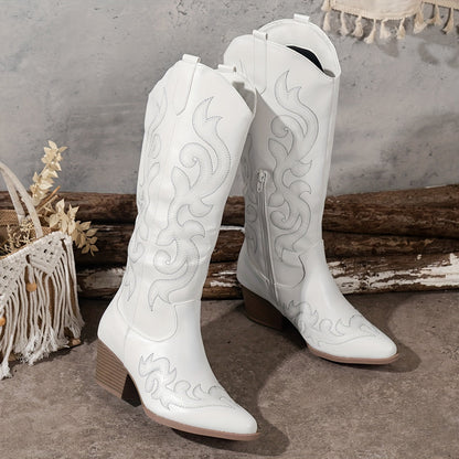 Alessandra Embroidered Knee-High Cowboy Boots