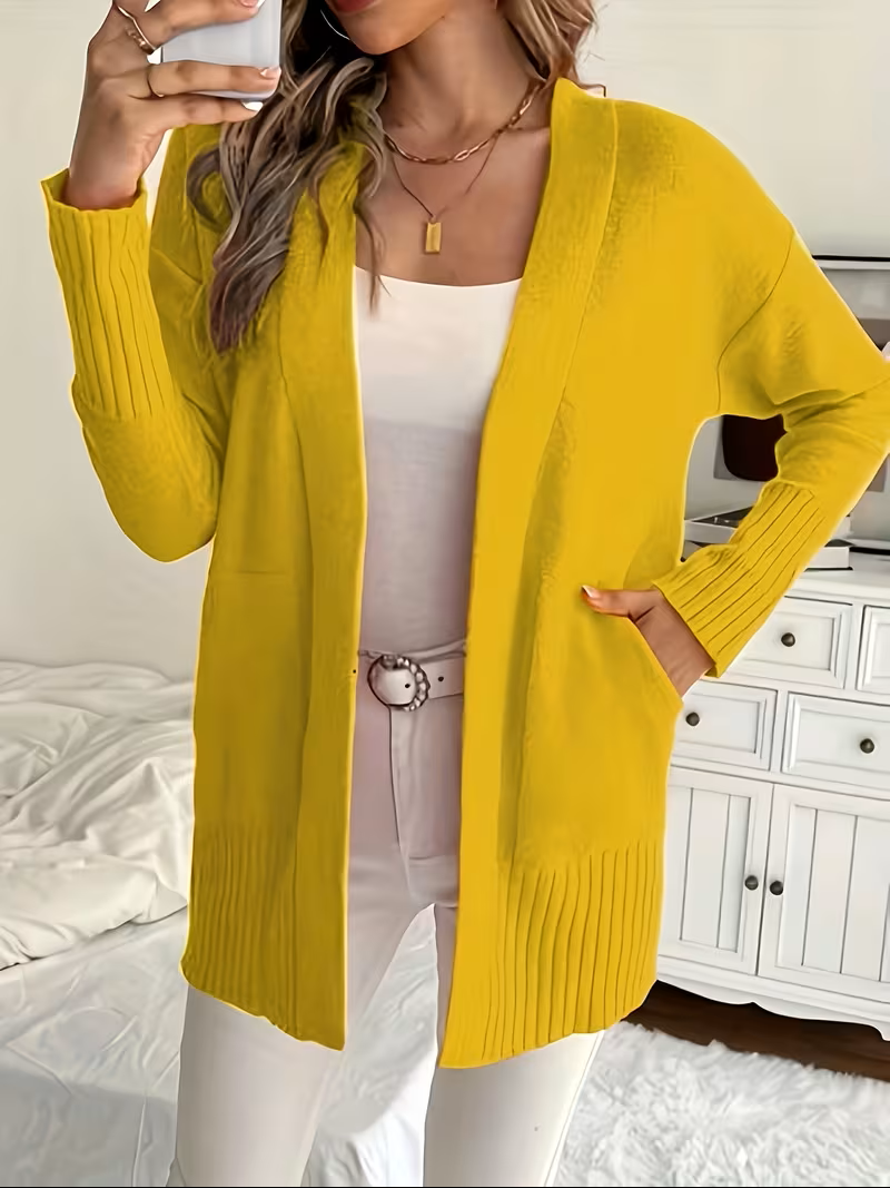Florina Draped Open-Front Cardigan