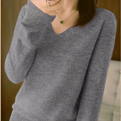 Ravina Relaxed V-Neck Knit Sweater