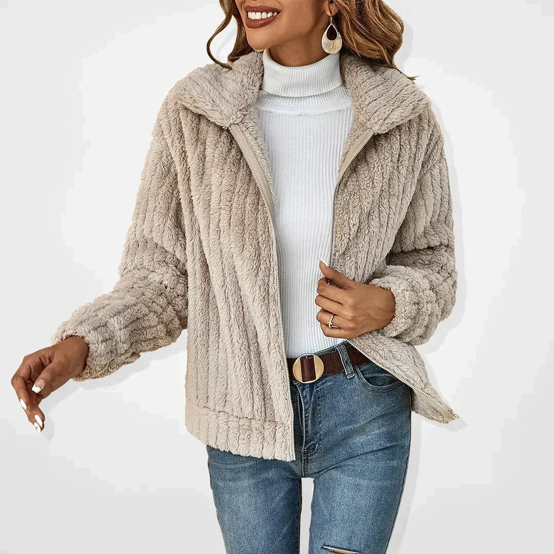 Oriana Teddy Fleece Zip-Up Jacket