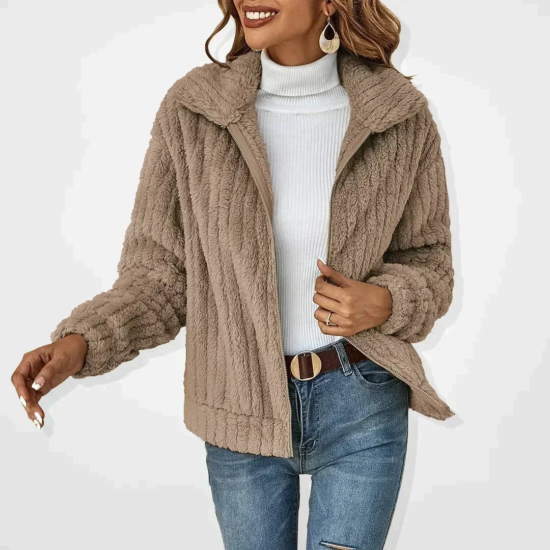 Oriana Teddy Fleece Zip-Up Jacket
